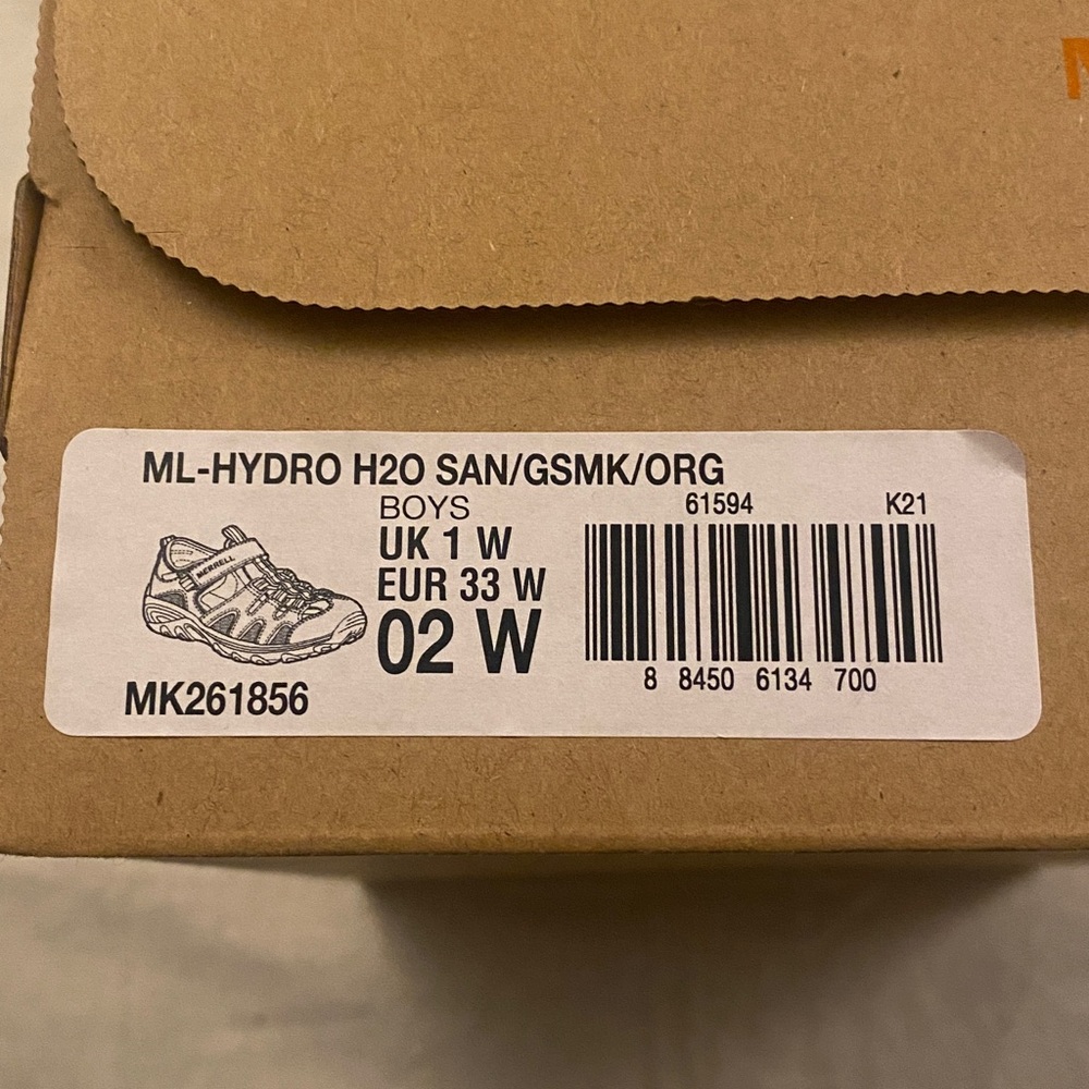 Merrell Kids Hydro H20 Hiker Sandal
- Gunsmike/Orange - Boys Size 2W - Picture 10 of 11